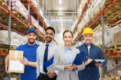 group of workers smiling